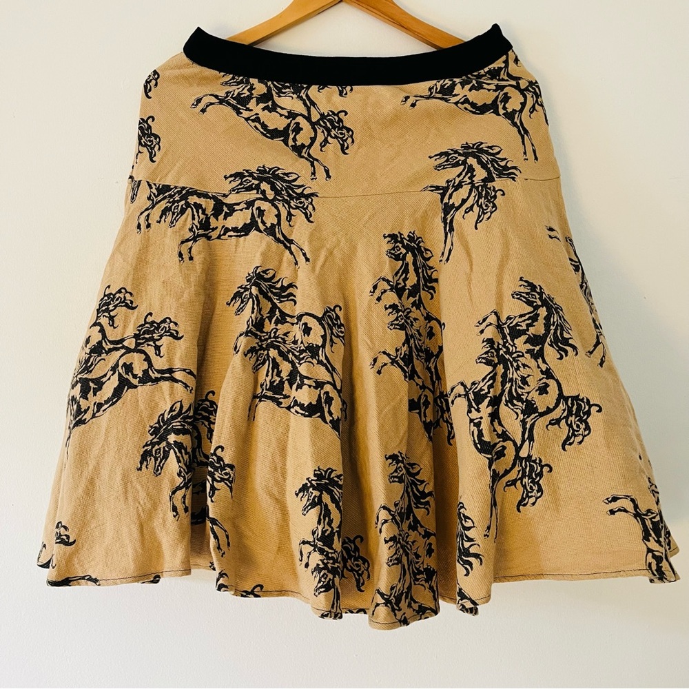 Anthropologie Odille Galloping Horses Swing Skirt  Size Medium